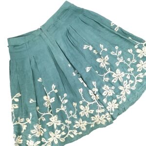 Talbot’s Women's 10 Linen Embroidered Floral Skirt